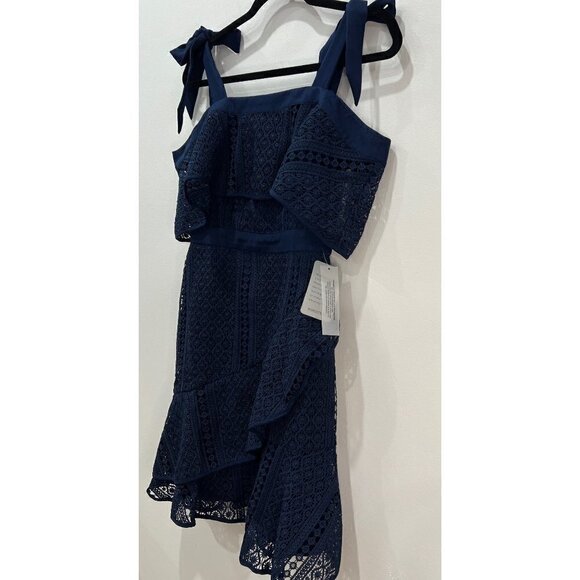 NWT Chelsea28 Size XS Tie Strap Lace Mix Dress Navy Sapphire MSRP $159 - Picture 14 of 14